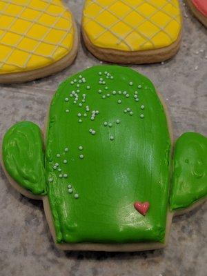 Cactus cookie at the cookie decorating class