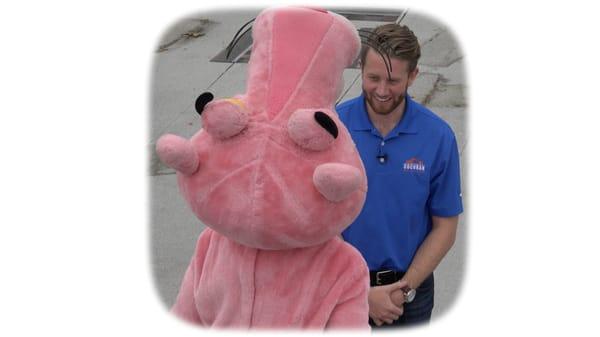 Ross talking with the Pink Panther!