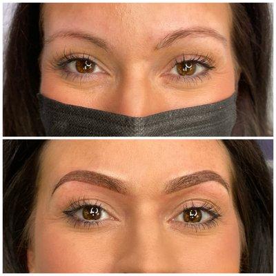 Ombre Powder Brows (Semi permanent makeup)
In the same family as  microblading but creates a more natural powder finish.