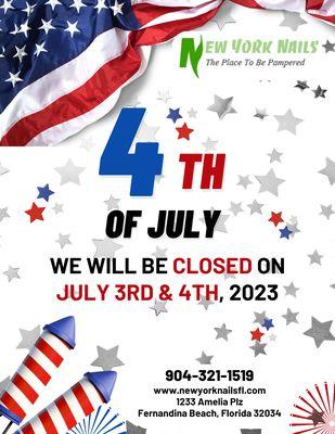 HAPPY INDEPENDENCE DAY

http://newyorknailsfl.com
Address: 1233 Amelia Plz, Fernandina Beach, Florida 32034
Phone: 904-321-1519