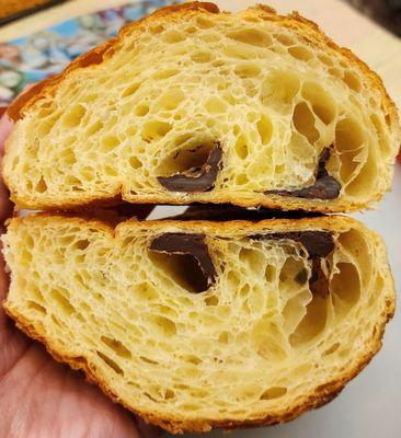 Cross section of the pain au chocolat, amazing lamination! (4/29/24)