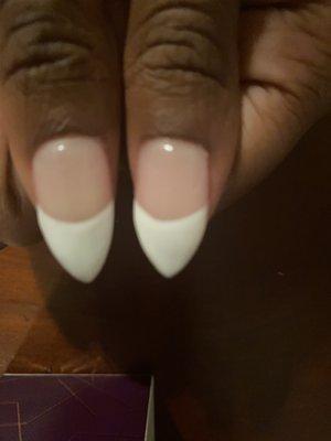 Shape and lengths aren't even on nails