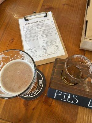 Slice of Paradise IPA and Dr. Pils (part of the "Everything but the hops" flight)