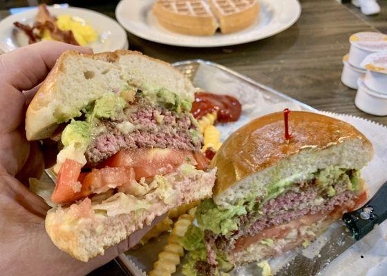 My guacamole burger was served a perfect, medium rare, as requested. This thing was good and filling! And look at those December tomatoes!