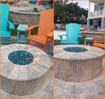 Outdoor glass firepit installation