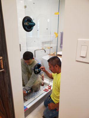 1/2" frameless shower installation for the remodeled bathroom.