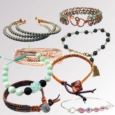 Collection of originally designed handmade bracelets at Alexa Martha Designs