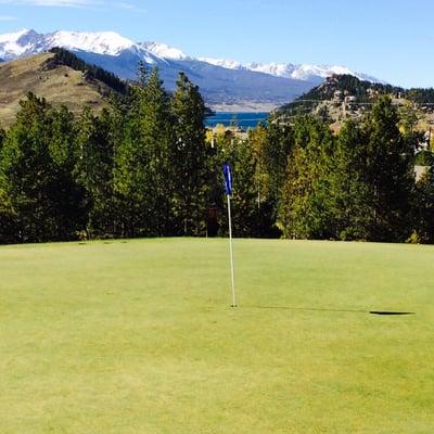 #11 Green - Lake Dillon in the Background.  BTW - I chipped in for a Birdie from where I took this.