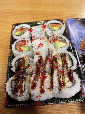 Salmon Avocado roll and eel avocado roll