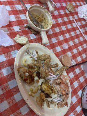 Frog legs, shrimp, white beans, seafood pasta