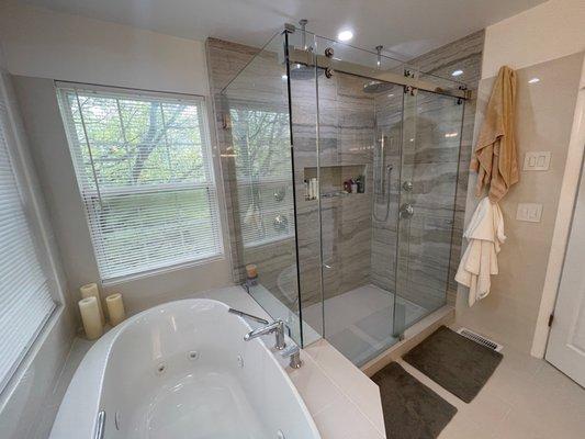 Shower door material and installation CR Laurence Cambridge kit, tempered glass custom cuts