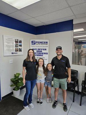 Owner Geoff & Brittney Spencer with their daughter's Bailey & Tessa.