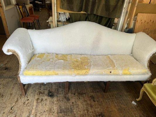 Photo @ Upholstery Decorations with new stain and upholstery removed from cushion