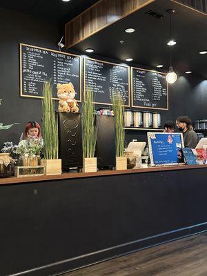 Menu and milk tea bar area