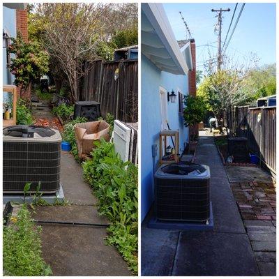 Side pathway before and after