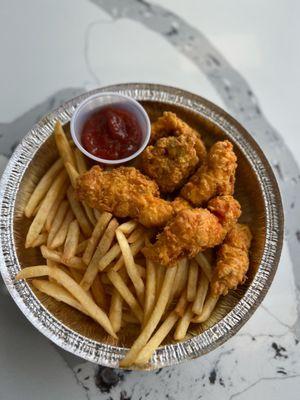 Chicken strips and French fries