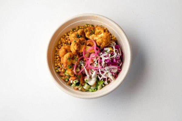 cauliflower shawarma turmeric pearl couscous bowls