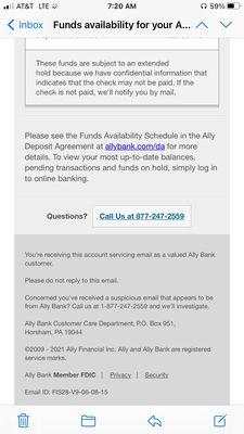 Email from Ally