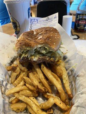 8oz burger with fries