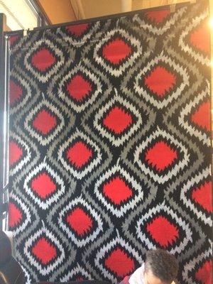 Red white black and grey area rug 5x7