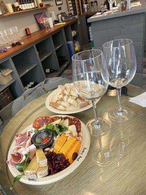 Cheese platter (from the cheese shop next door) while we had our wine tasting.