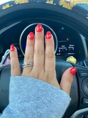 orange-red dip nails