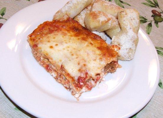 Lasagna is made from scratch with our home made pasta