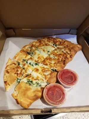 Spinach and cheese calzone