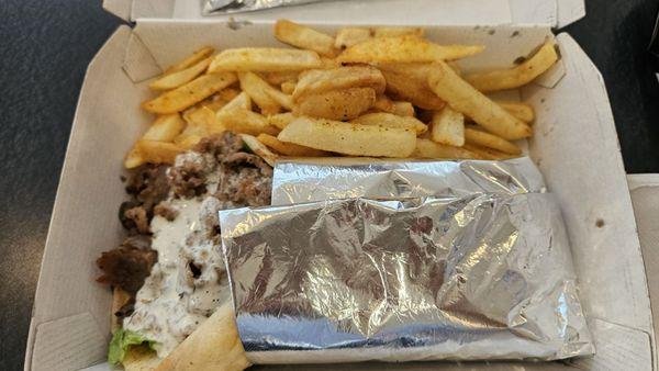 Lamb gyro with fries