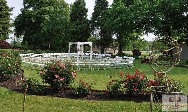 Rose garden in the round at Crown Rose Estate