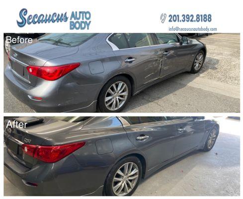 Check out this awesome repair we did on a 2015 Infiniti Q50. We were able to repair this 2015 Infiniti and now it looks good as new!