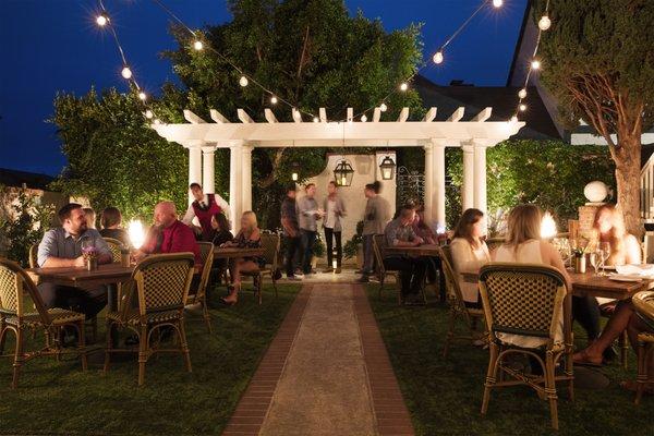 Our patio garden for firelit dining at night (check availability)