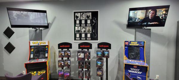 Game room display featuring automated Tvs and our AudioQuest line.