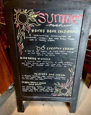 Summer drinks menu