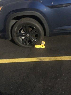 10 minutes after I parked, paid and walked to the restaurant, this boot was placed on my car.