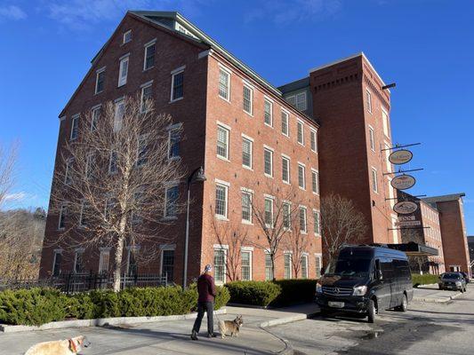 Beautifully restored, Monadnock Mill building located on the Sugar river