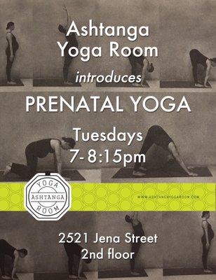 We now have prenatal yoga Tuesdays 7-8:15pm