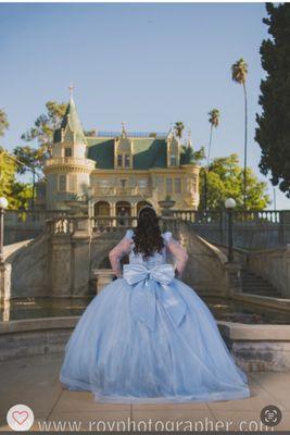 In front of fountain. Just beautiful