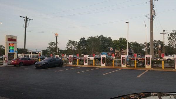 Tesla charging station, wow, lots of chargers at Wawa!!