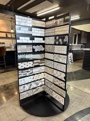 Backsplash samples in our Showroom