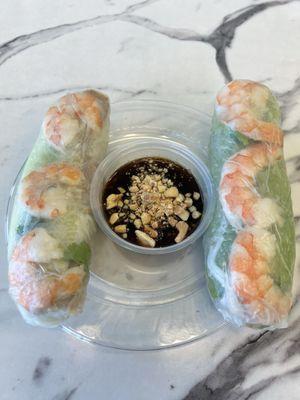 Pork and Shrimp Spring rolls with Peanut Sauce