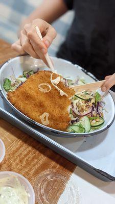 Vietnamese salad with crispy catfish.