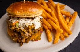 Mouth watering pulled pork sandwich