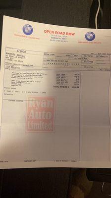 Receipt of axel and air struts that were replaced upon delivery