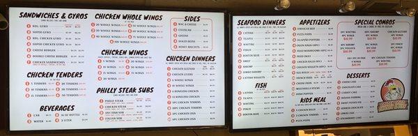 Menu & prices as of 8/20