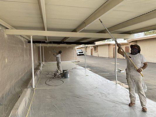 Carports painting process