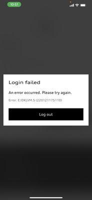 This is a picture of the error I keep getting. You might find it ironic that it says login failed and yet it tells you to log out.