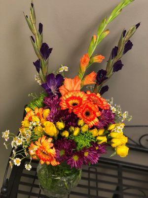 Suns themed floral arrangement