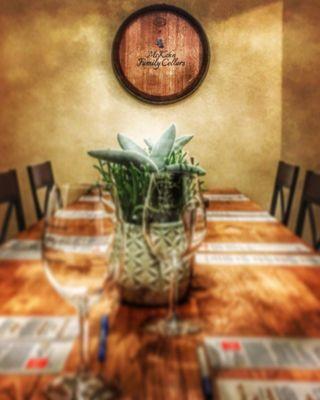 Private tasting room in a picture filtered to within an inch of its life.