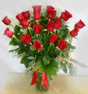 Two Dozen Roses Vased